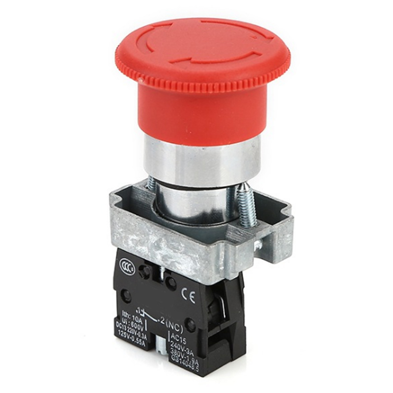 Emergency stop button switch aluminum zinc thickened copper silver point mushroom head emergency stop button